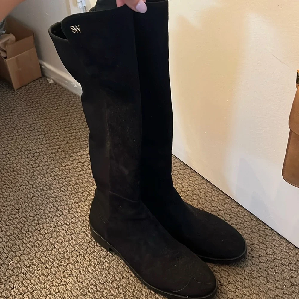 Stuart Weitzman black boots with bag - Picture 2 of 6